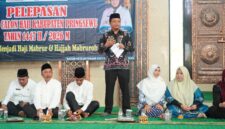 Prosesi pelepasan Jamaah Calon Haji Kabupaten Pringsewu Tahun 1447 H/2026 M di Islamic Center Pringsewu.