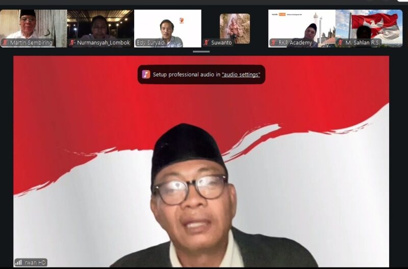Webinar Rumah Kebangsaan Pancasila (RKP) membahas penguatan nilai Pancasila dan ekonomi Marhaen sebagai solusi menghadapi krisis global, Senin (4/5/2026).