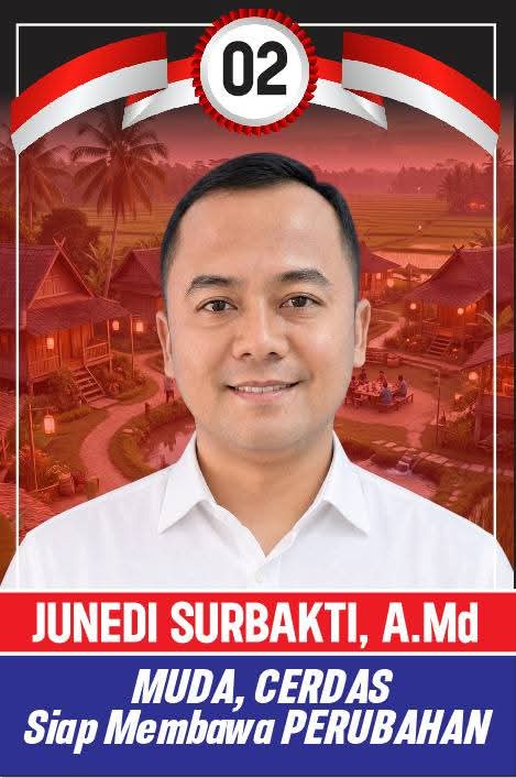 Junedi Surbakti memaparkan visi besar membangun Desa Gunung Tinggi, Kecamatan Pancur Batu, Kabupaten Deli Serdang menjadi desa “Bersinar” yang bebas narkoba, transparan dalam pelayanan administrasi, serta mampu meningkatkan kesejahteraan masyarakat.