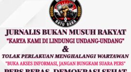 Poster solidaritas wartawan Batu Bara berisi seruan menolak penghalangan tugas jurnalistik serta ajakan menjaga kebebasan pers demi demokrasi yang sehat.