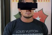 Pelaku berinisial TH saat diamankan oleh Tim Tekab 308 Presisi Polsek Gedong Tataan setelah ditangkap di Lampung Utara