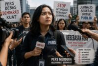 Jurnalis dan media massa memiliki peran penting dalam menjaga demokrasi melalui penyampaian informasi yang independen dan berimbang.
