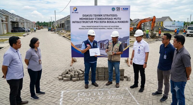 MEDAN — PT PND menegaskan komitmennya dalam menjaga kualitas infrastruktur Prasarana, Sarana, dan Utilitas (PSU) di kawasan Kota Bekala Mandiri. Bersama ahli dan praktisi konstruksi, perusahaan ini menolak serah terima proyek yang tidak memenuhi standar mutu SNI sebagai upaya mencegah kebocoran anggaran dan kerusakan infrastruktur jangka panjang.