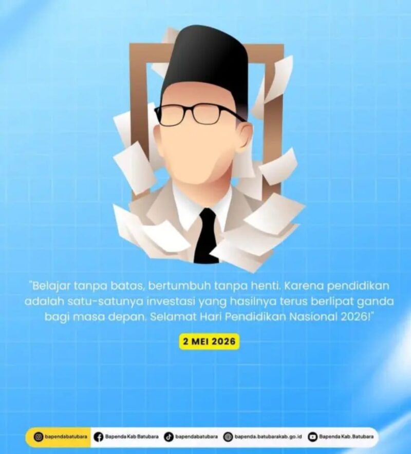 Ilustrasi tokoh pendidikan nasional Ki Hajar Dewantara dalam peringatan Hari Pendidikan Nasional 2 Mei 2026 dengan pesan pentingnya pendidikan sebagai investasi masa depan.