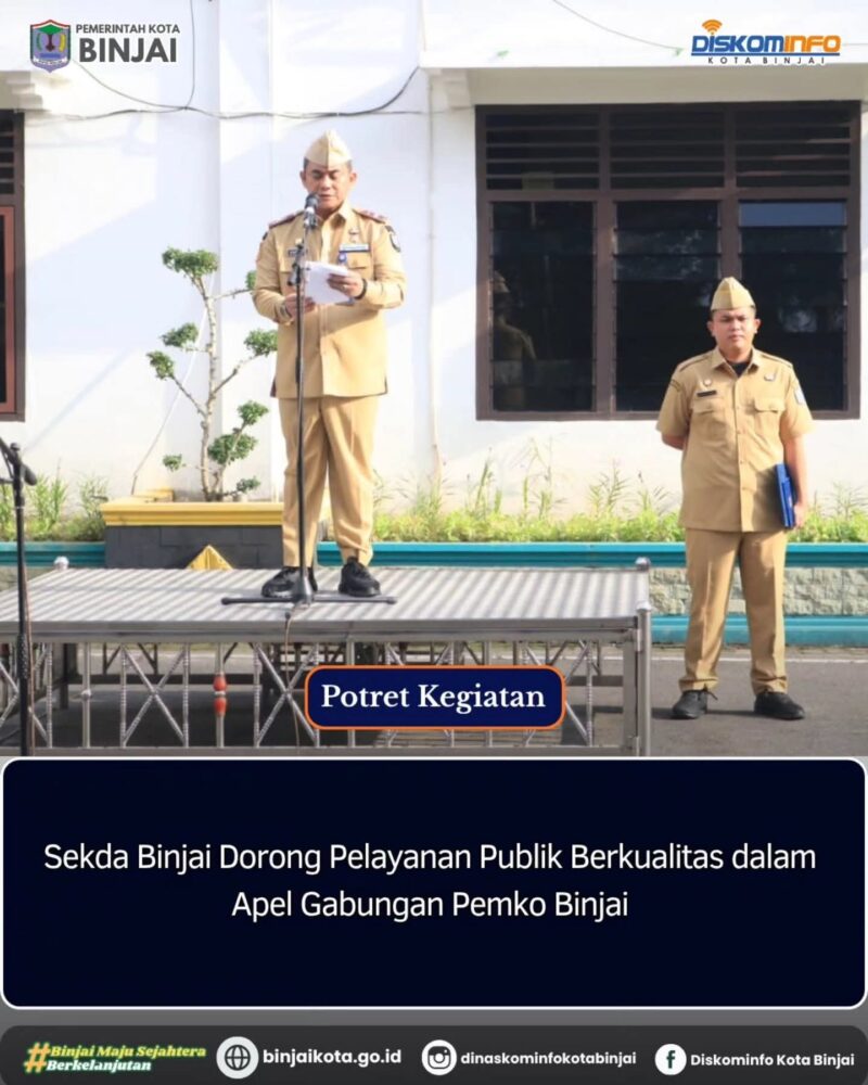 Sekda Kota Binjai Chairin F. Simanjuntak saat memimpin apel gabungan Pemko Binjai di Lapangan Apel Pemko, Senin (18/5/2026).