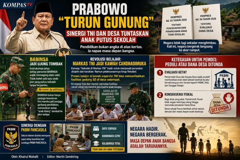 Sinergi pemerintah pusat, TNI, dan desa dalam upaya menuntaskan anak tidak sekolah melalui program pendidikan berbasis komunitas.